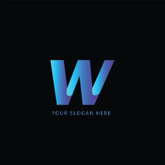 W gradient Color text Logo Design