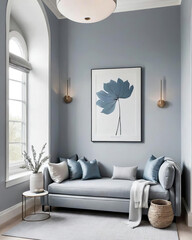 Sleek Minimalistic Reading Nook in Neutral Colors - Serene and Harmonious Living Area Gen AI