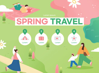 따뜻한 봄 여행 배너 일러스트 04

