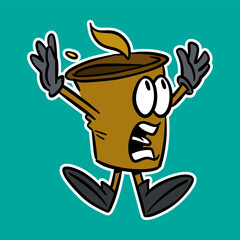 groovy paper cup mascot vector illustration