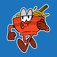 groovy ramen mascot vector illustration