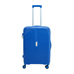 Transparent blue Luggage Collection. Stylish Travel Bags and Accessories. blue suitcase isolated in PNG