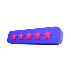 Unique Five star review customer feedback ranking 3D rendering icon illustration simple.Realistic vector illustration.