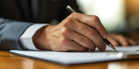 Businessman hand sign contract