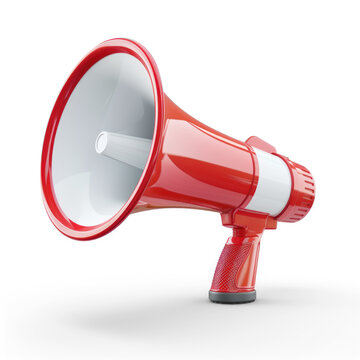 Red and white megaphone isolated on transparency background PNG