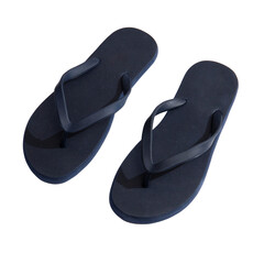 Isolated black color Flip-Flops in PNG. Transparent black color Rubber Slippers