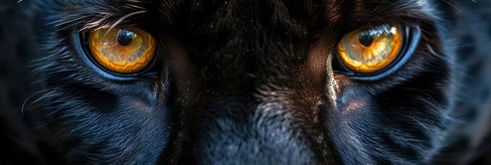 Küchenrückwand glas motiv Closeup of black panther eyes. Animal photograph made with generative AI © Brian