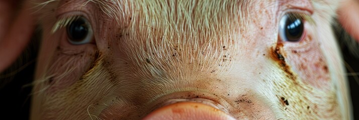 Closeup of pig eyes. Animal photograph made with generative AI