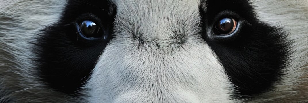 Closeup of panda eyes. Animal photograph made with generative AI