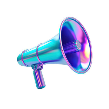 3d metalic render of megaphone promo icon, on transparency background PNG