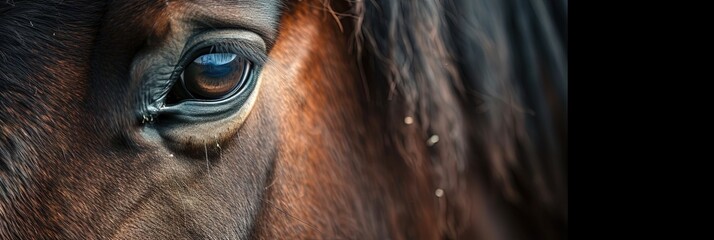 Closeup of stallion horse eyes. Animal photograph made with generative AI - 729786112