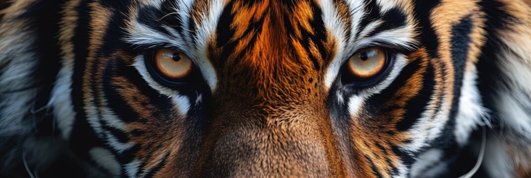 Closeup of tiger eyes. Animal photograph made with generative AI