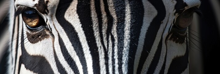 Closeup of  zebra eyes. Animal photograph made with generative AI