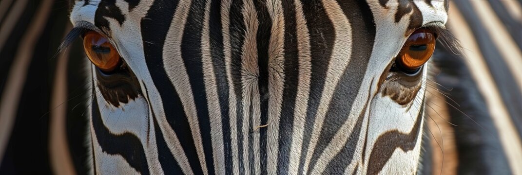 Closeup of  zebra eyes. Animal photograph made with generative AI