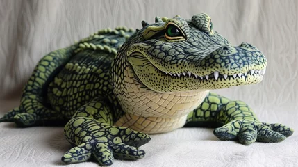 Poster Alligator Stuffed animal in soft furry plush. Cute and adorable animal toy. © Brian