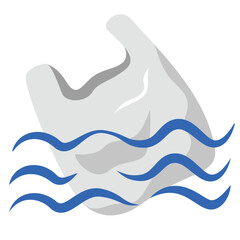 Sea or Ocean Plastic Bag Trash Icon