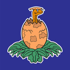 Isolated Dinosaur Egg Cartoon Illustration 