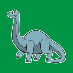Isolated Dinosaur Standing Cartoon Illustration
