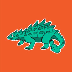 Isolated Dinosaur Standing Cartoon Illustration