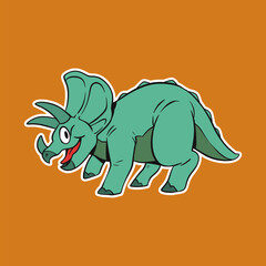 Isolated Dinosaur Standing Cartoon Illustration