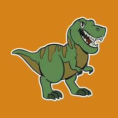 Isolated Dinosaur Standing Cartoon Illustration