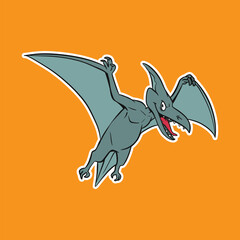 Isolated Dinosaur Standing Cartoon Illustration