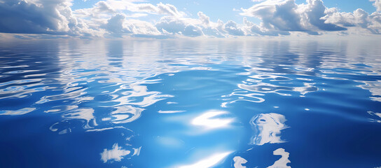 blue water with clouds reflected on the surface of water