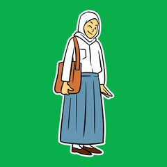 junior high school girl standing cartoon illustration