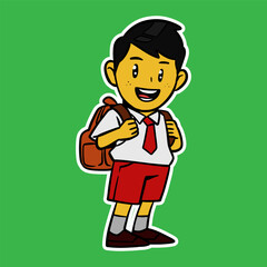 elementary school boy cartoon illustration