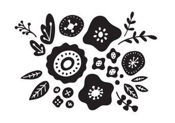 北欧風のモノクロの花のブーケ