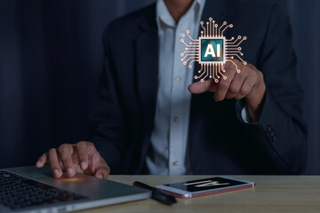 AI business people artificial intelligence digital network concept business communication technology ai technology...