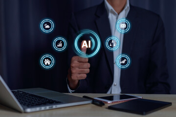 AI digital artificial intelligence technology Information and access to information in online networks and global connections..