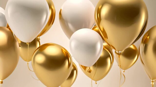 White and gold balloon on white background.