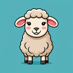 cute cartoon sheep isolated on simple background.generative AI