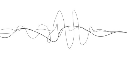 Abstract continuous lines drawing on white as background. Curve wave seamless pattern.