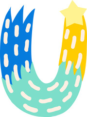 Falling Star Letter Alphabet U