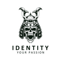 unique and stylized human skull logo design. 