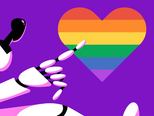 Robot from LGBT community. Flat vector illustration.