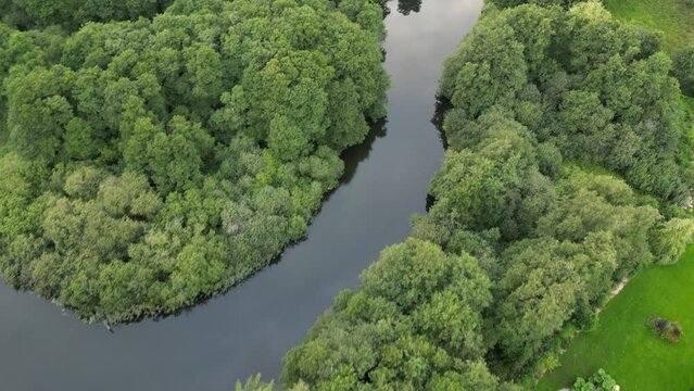 Drone recording of Guden&aring;, where the drone flies in the pattern that the river meanders.