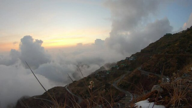 Zuluk, snowfall, road, mountains, winter,  east Sikkim, travel, landscape, sunset, Lungthung, Sikkim, India