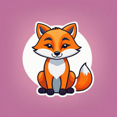 cute cartoon fox isolated on simple background.generative AI