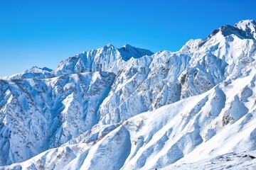 Naklejka premium 冠雪の北アルプスの鹿島槍ヶ岳