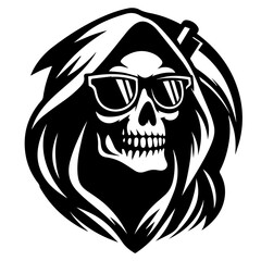 Fototapeta premium The Grim Reaper shown in a clean, minimalist graphic design. 