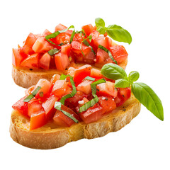 Bruschetta, transparent background, isolated image, generative AI