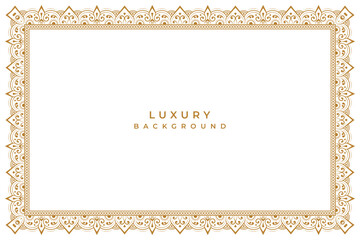luxury golden ethnic page certificate border seamless pattern or wedding invitation background banner
