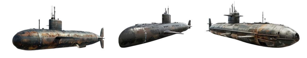 Fototapeta na wymiar Collection of PNG. Submarine isolated on a transparent background.