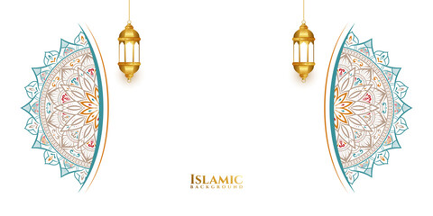 islamic ramadan 3d lantern eid al fitr background banner with mandala