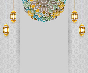 islamic ramadan kareem luxury background banner with luxury golden lantern 