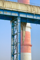 Huge icicle at an industrial facility