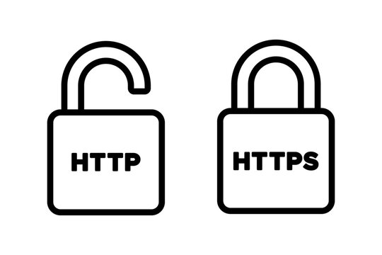 Https http secure icon vector set. Http https protocol connection symbol